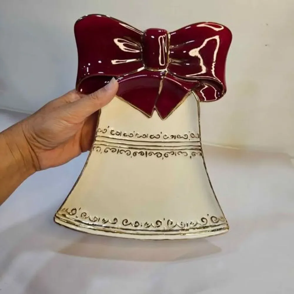 Christmas Bell Dish Red Gold